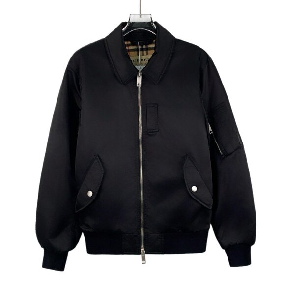 Burberry Black wool zip-up bomber jacket - Picture 1 of 7